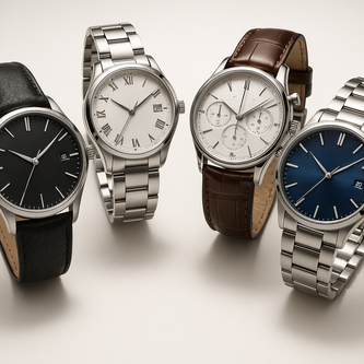 dame una foto para poder en un apartado de colecciones sobre relojes premium con fondo blanco o gris y que parezca profesional